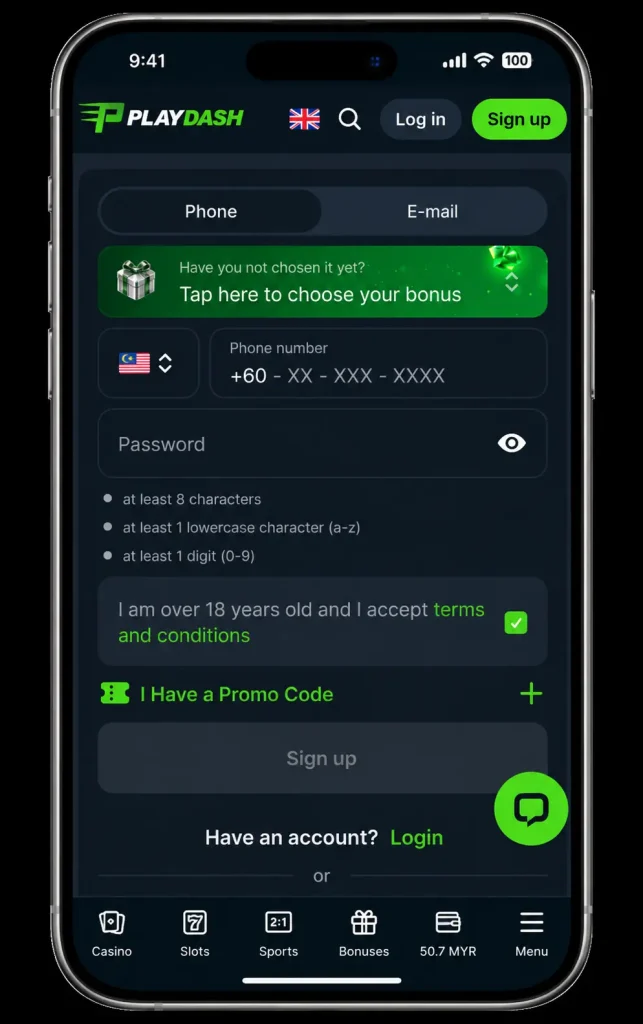 Play dash sign up