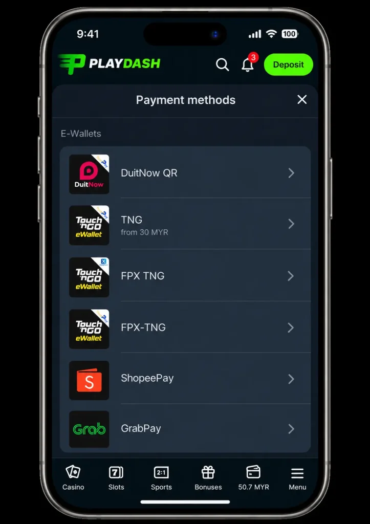 Playdash deposit